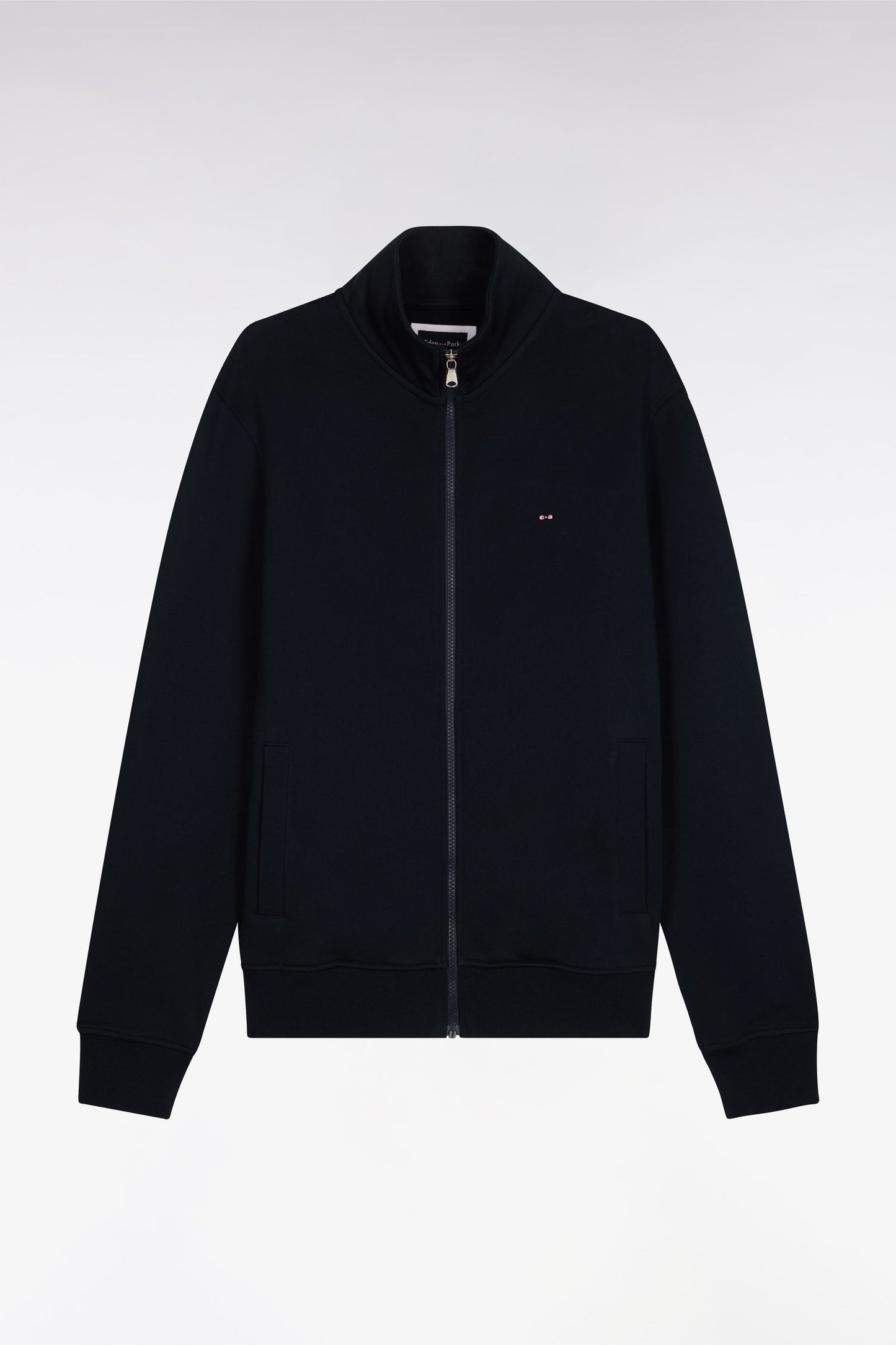 Sweatshirt zippé en molleton coton marine
