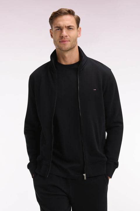 Sweatshirt zippé en molleton coton noir - Image 3