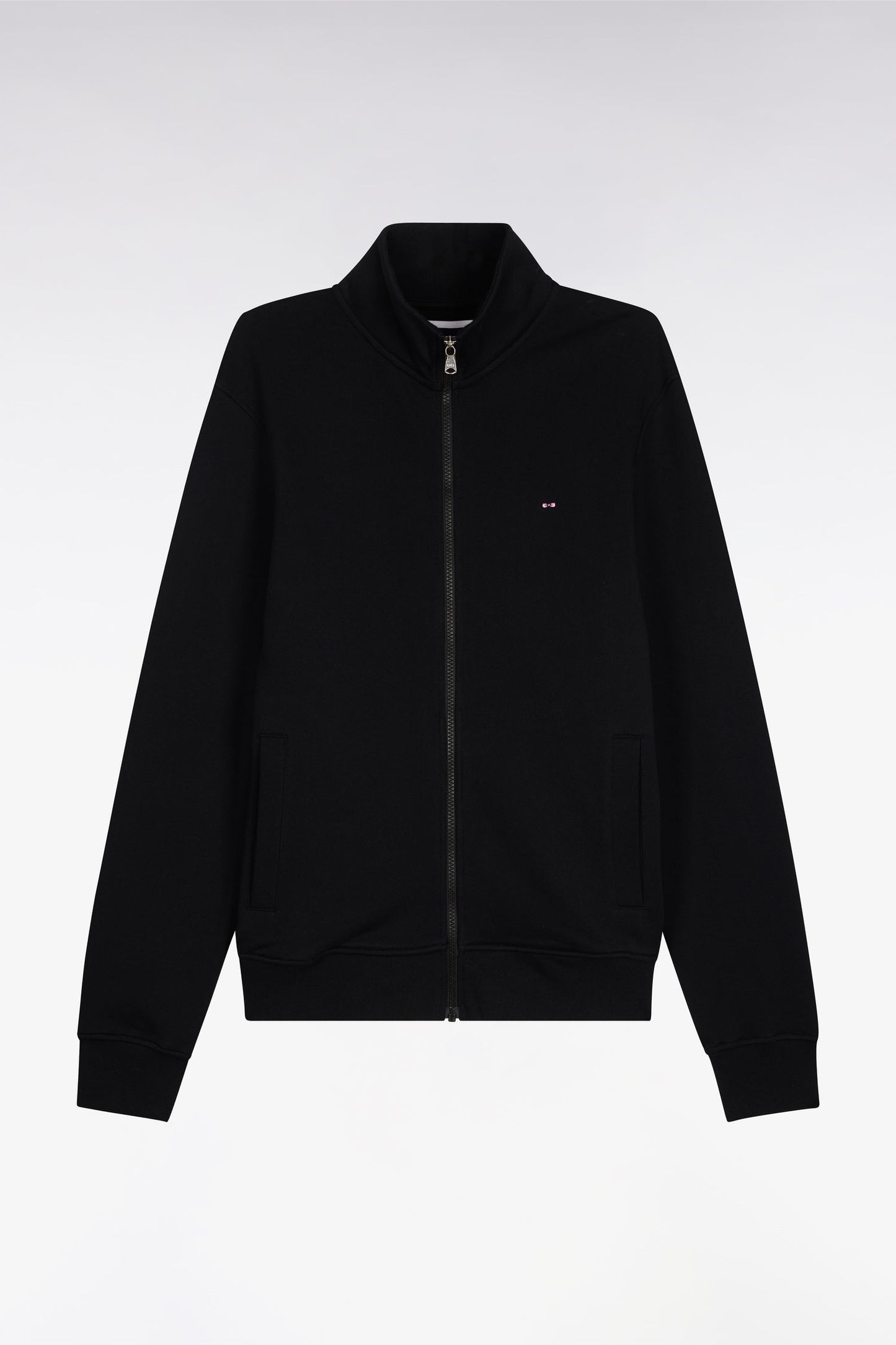 Sweatshirt zippé en molleton coton noir