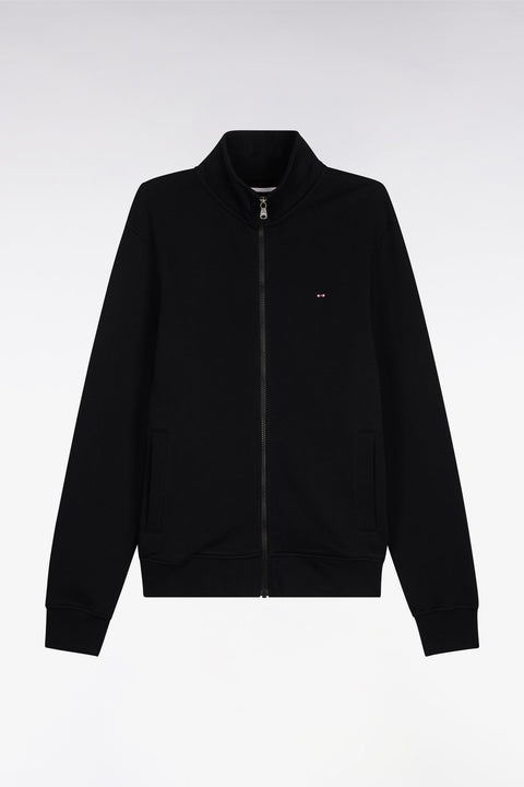 Sweatshirt zippé en molleton coton noir - Image 2