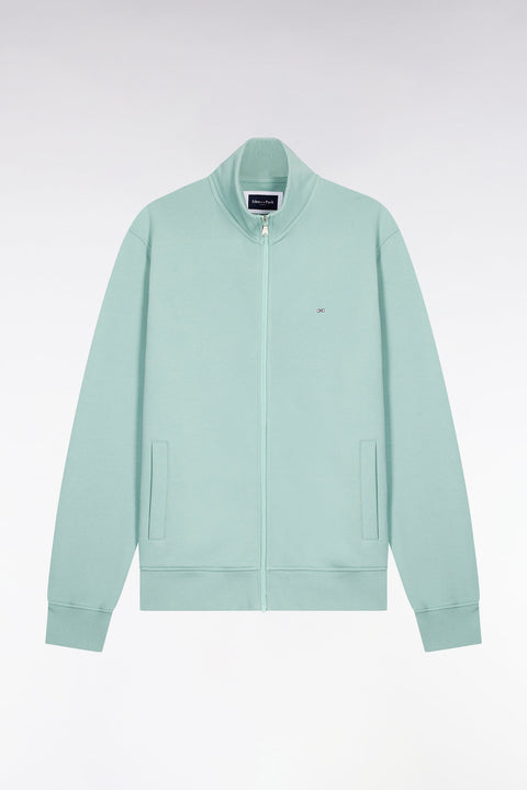 Sweatshirt zippé en molleton coton vert d'eau - Image 2