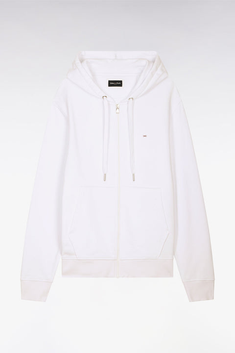 Sweatshirt zippé à capuche en molleton coton blanc - Image 2