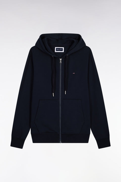 Sweatshirt zippé à capuche en molleton coton marine - Image 2