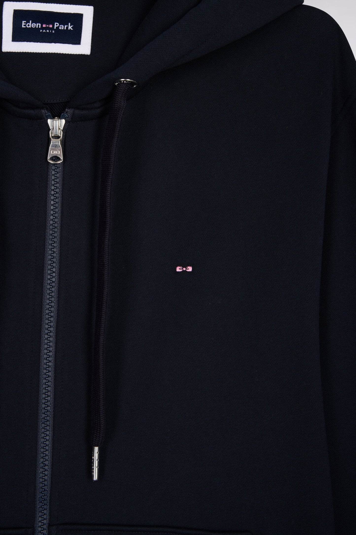 Sweatshirt zippé à capuche en molleton coton marine