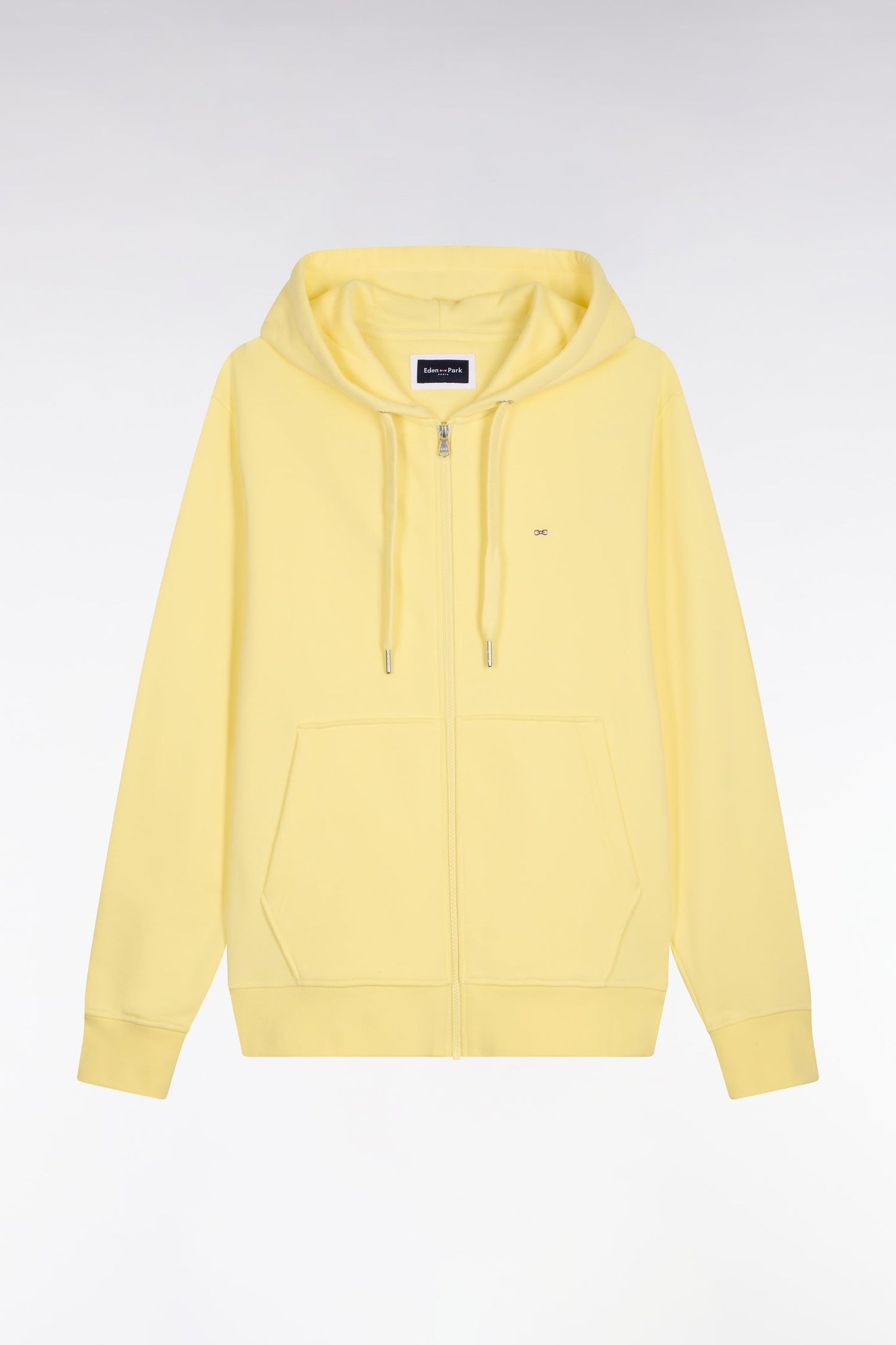 Sweatshirt zippé à capuche en molleton coton jaune