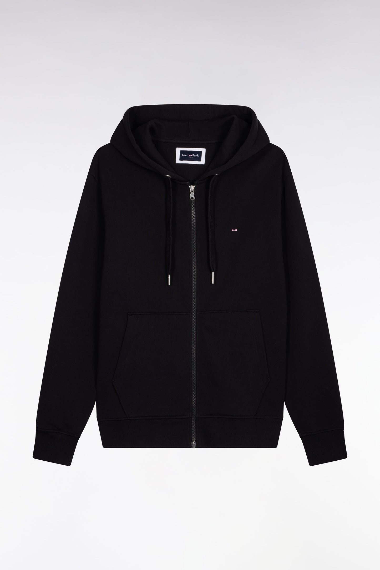 Sweatshirt zippé à capuche en molleton coton noir
