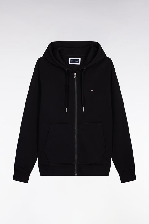 Sweatshirt zippé à capuche en molleton coton noir - Image 2