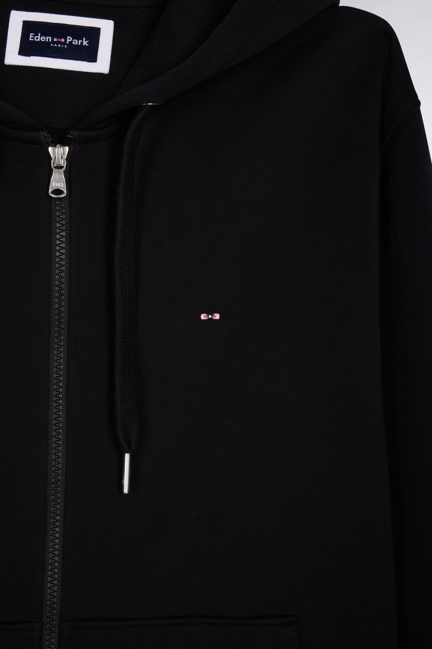 Sweatshirt zippé à capuche en molleton coton noir
