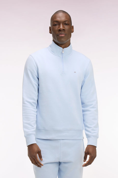 Sweatshirt col camionneur en molleton coton ciel - Image 3