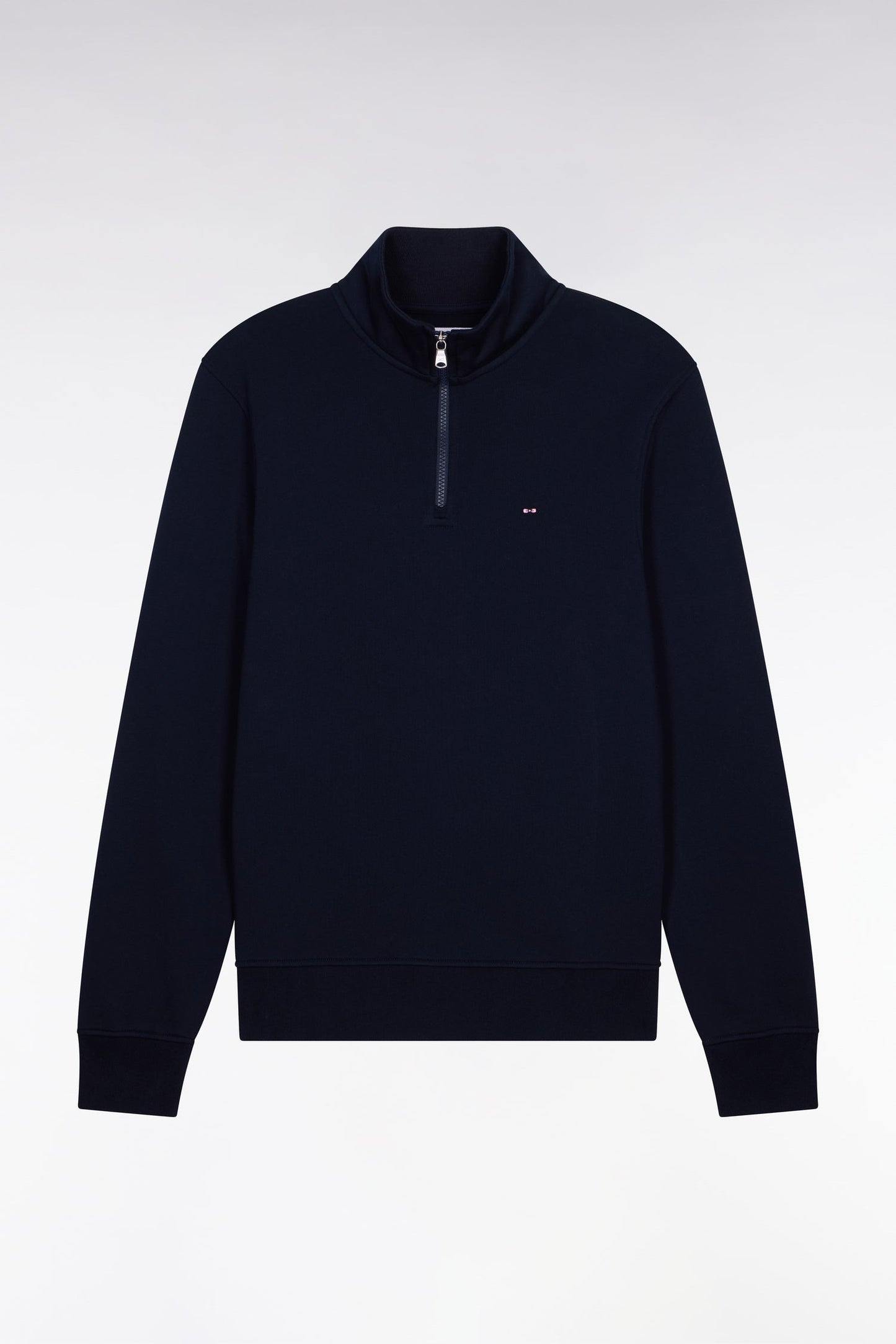 Sweatshirt col camionneur en molleton coton marine