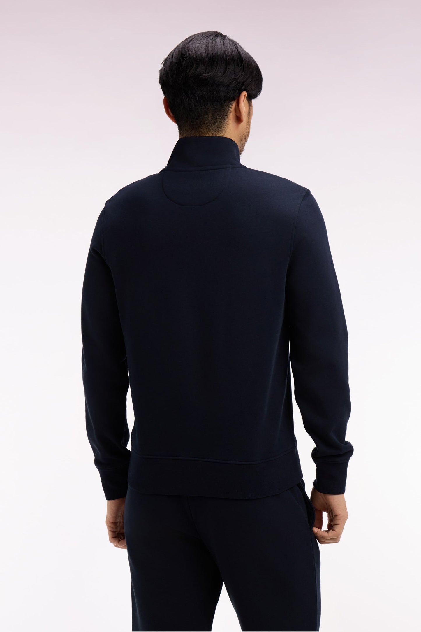Sweatshirt col camionneur en molleton coton marine