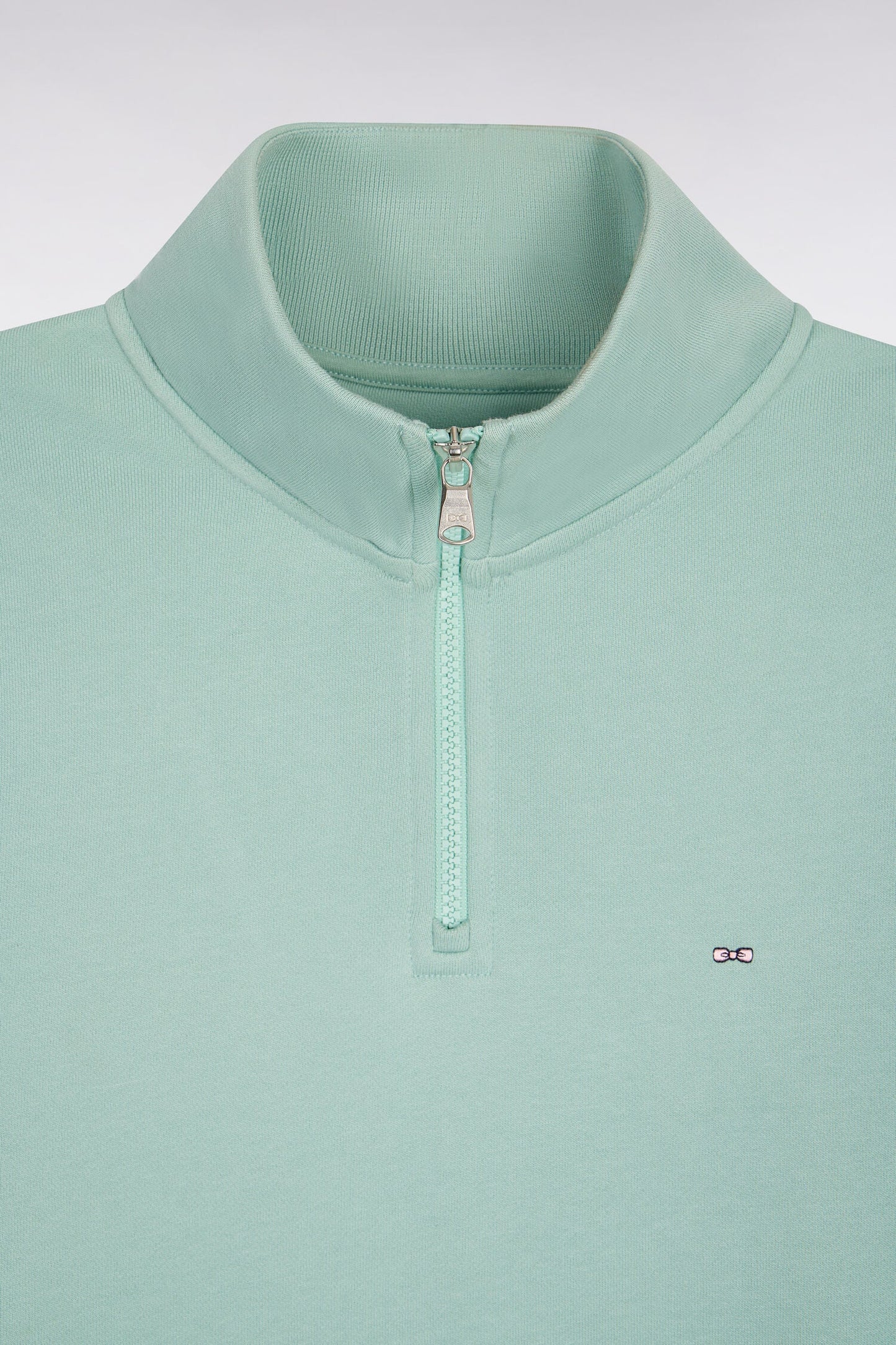 Sweatshirt col camionneur en molleton coton vert d'eau
