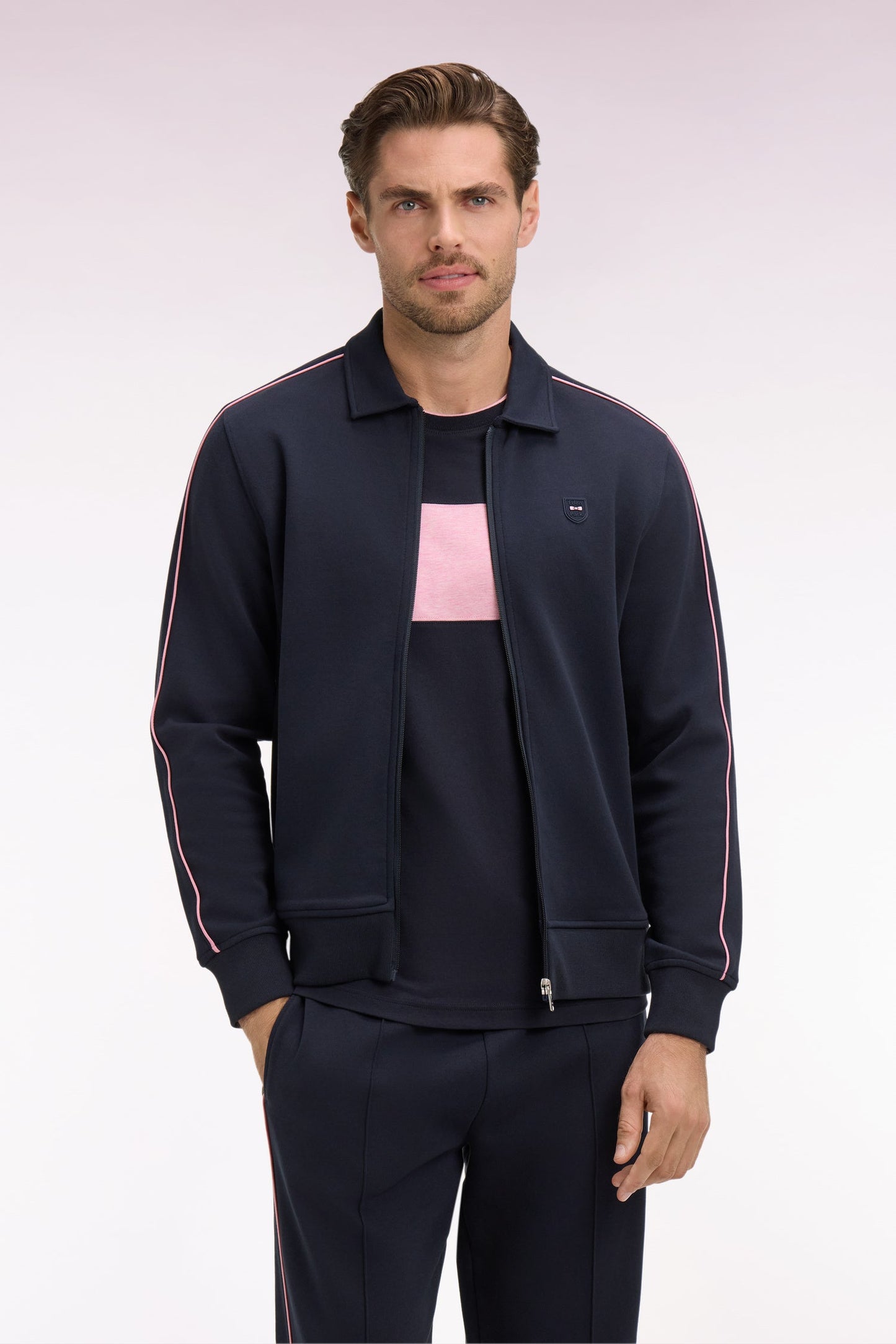 Sweatshirt blouson en molleton marine