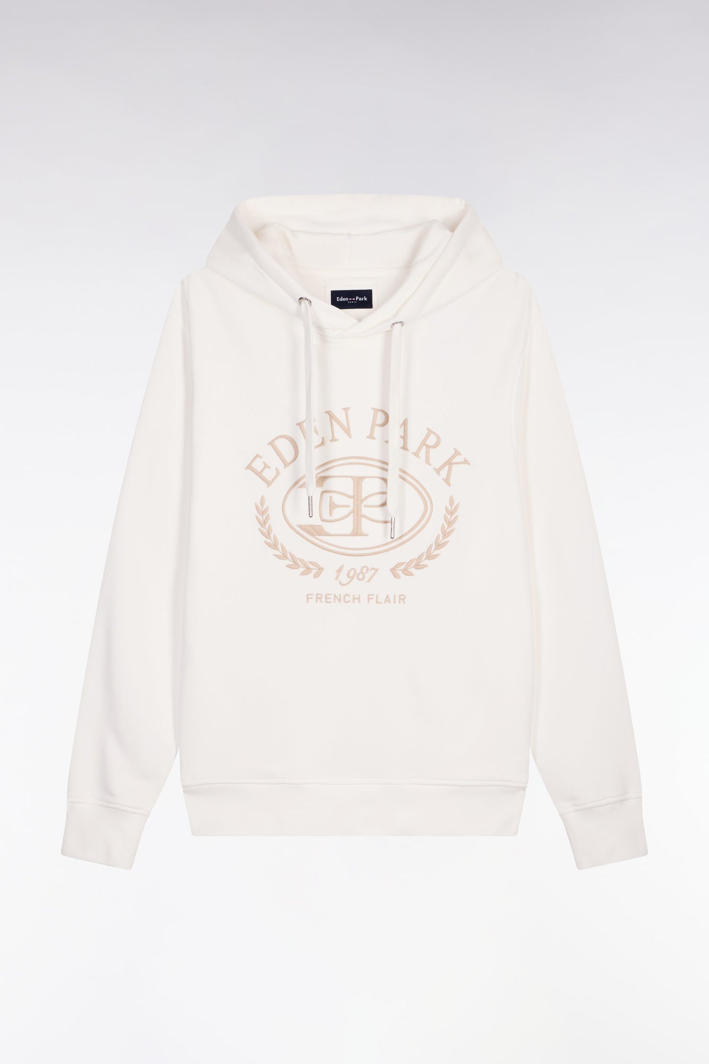 Sweatshirt à capuche brodé écru