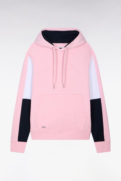 Sweatshirt à capuche en molleton coton rose brodé - Image 2