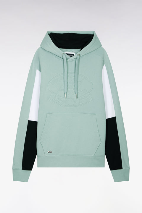 Sweatshirt à capuche en molleton coton vert d'eau brodé - Image 2
