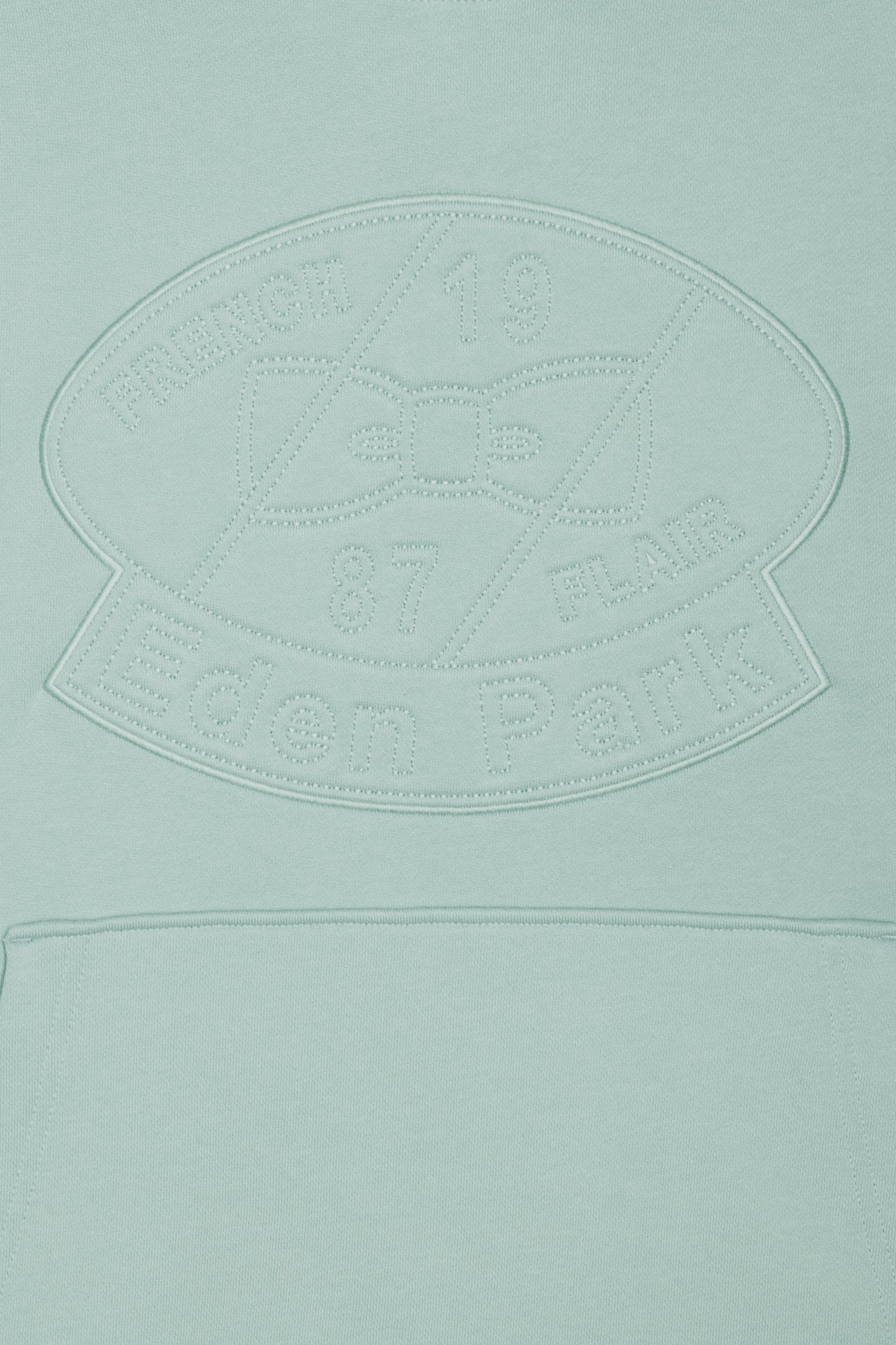 Sweatshirt à capuche en molleton coton vert d'eau brodé