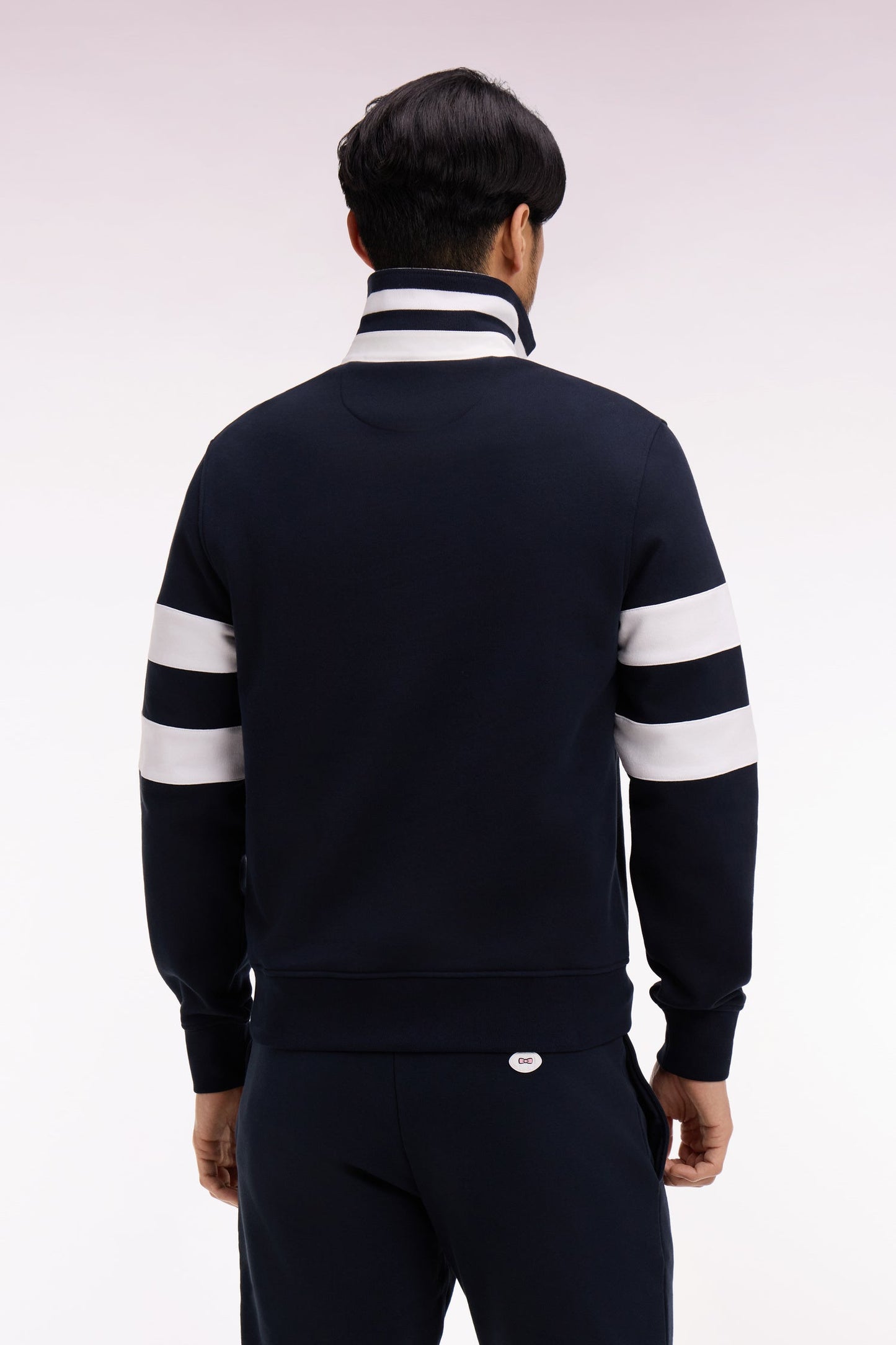 Sweatshirt col maillot en molleton marine coupe regular