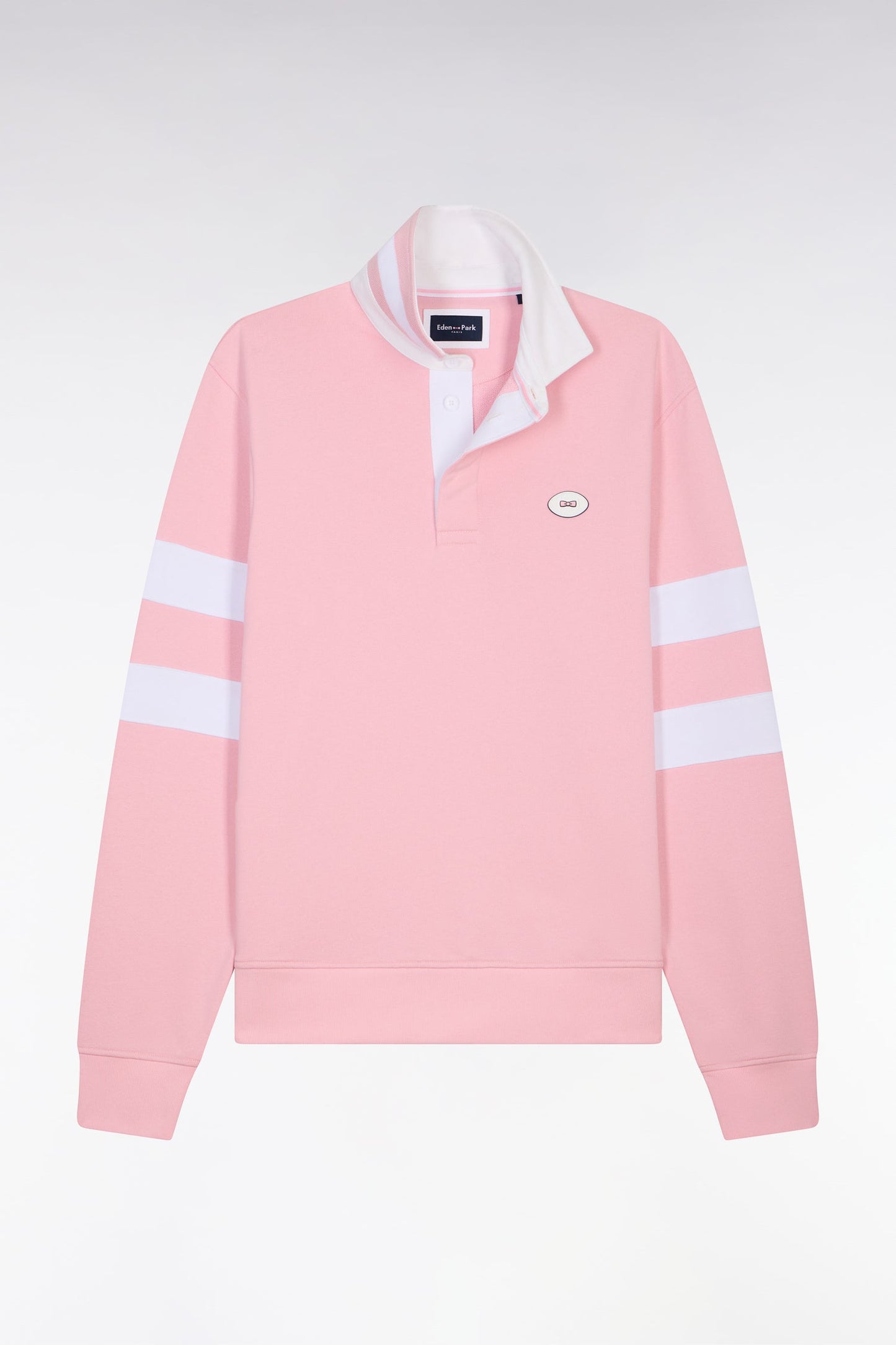 Sweatshirt col maillot en molleton rose coupe regular