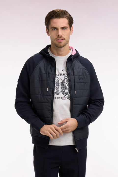 Sweatshirt zippé XV de France à capuche en molleton à parmenture matelassée marine coupe regular - Image 3
