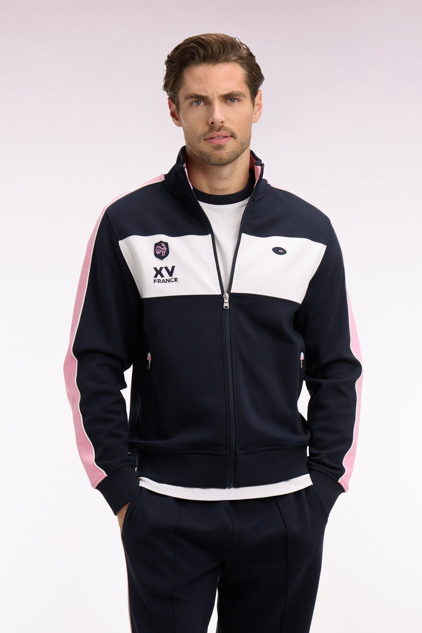 Sweatshirt zippé XV de France marine coupe regular