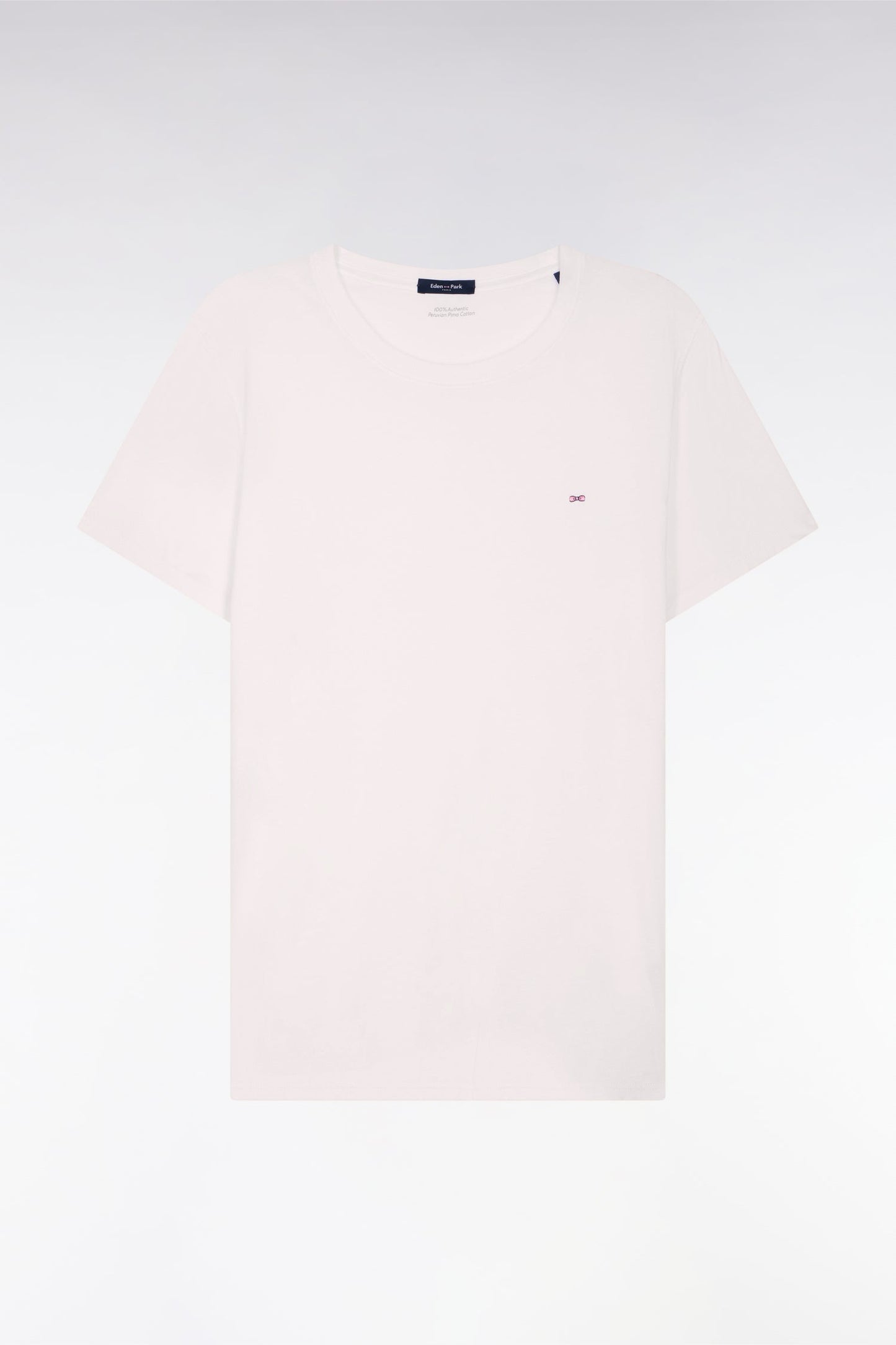 T-shirt à manches courtes en coton Pima blanc col rond coupe regular