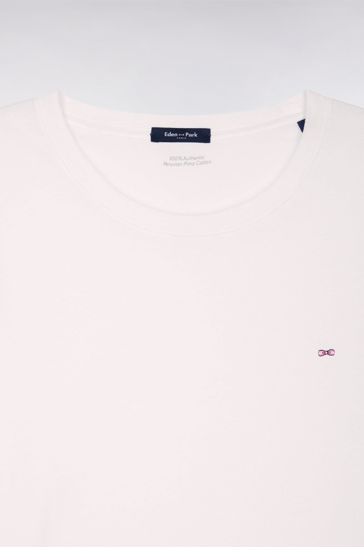 T-shirt à manches courtes en coton Pima blanc col rond coupe regular