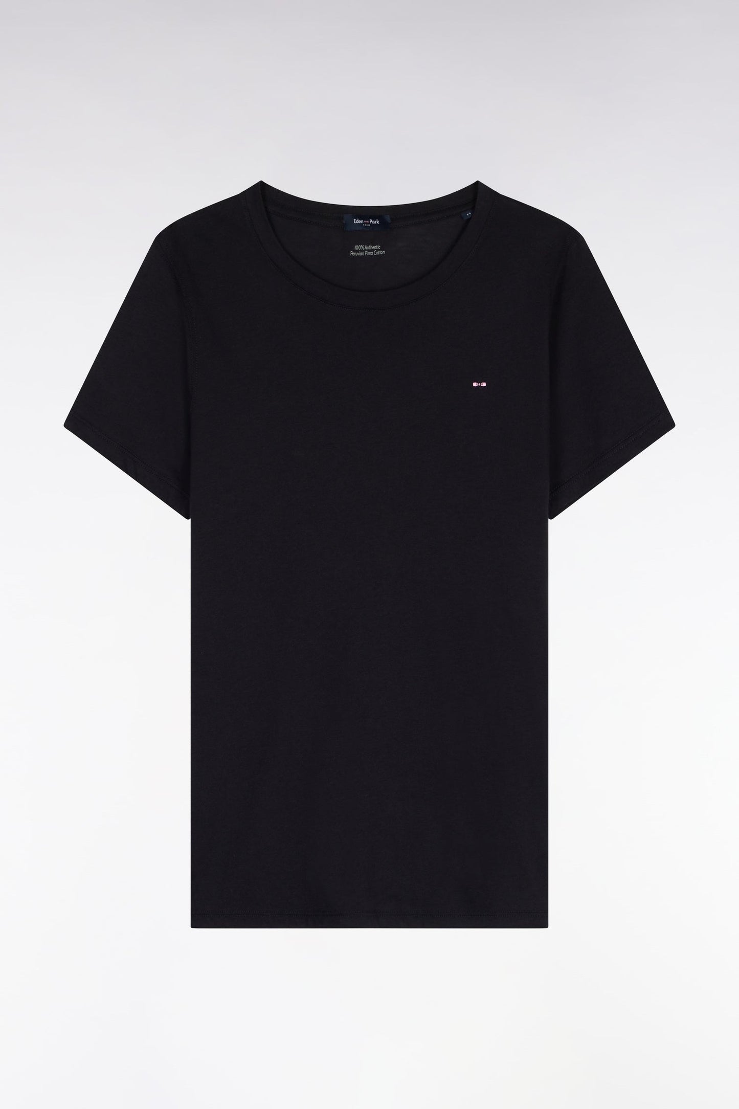 T-shirt à manches courtes en coton Pima marine col rond coupe regular