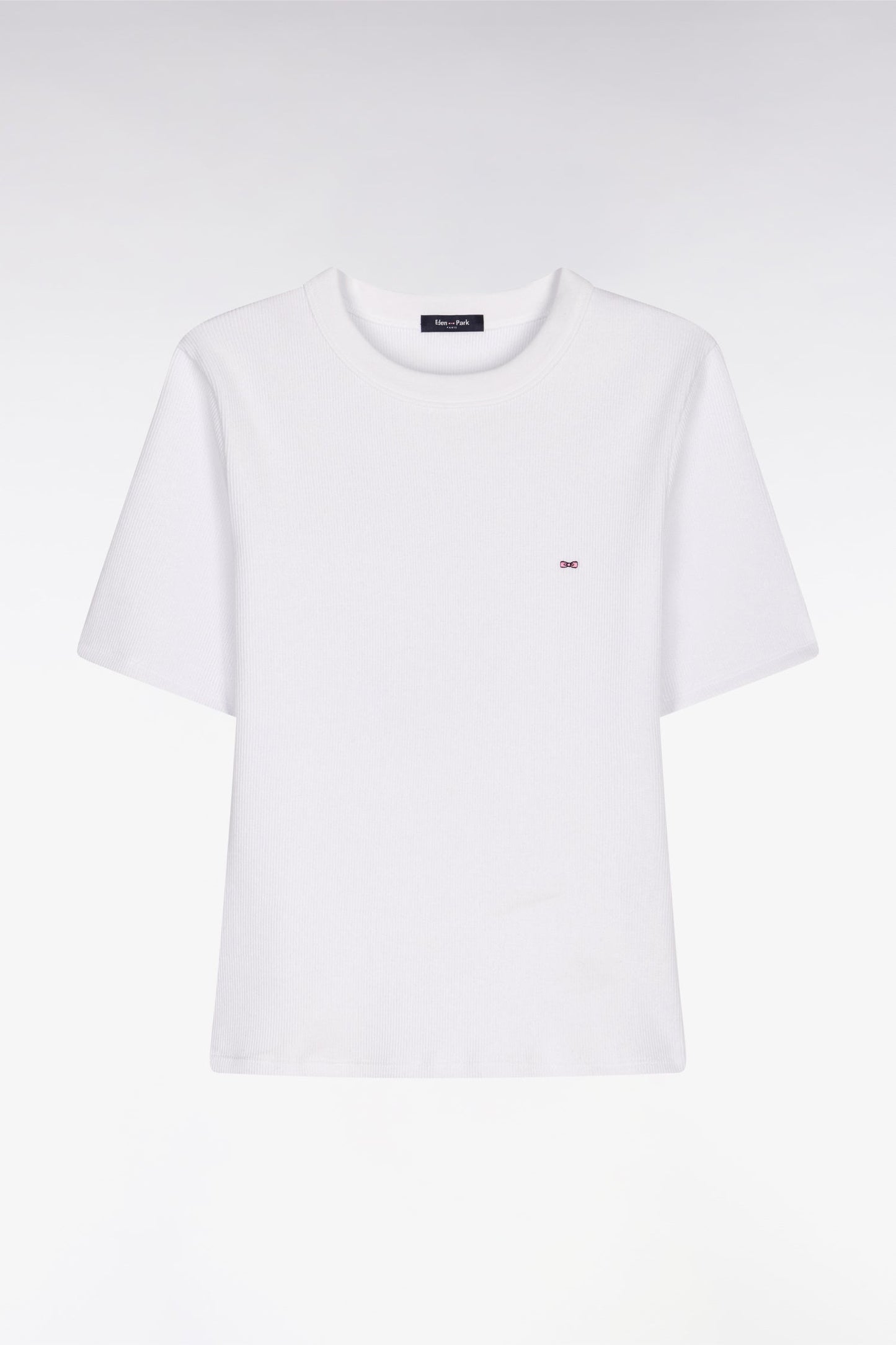 T-shirt col rond à manches courtes blanc coupe slim