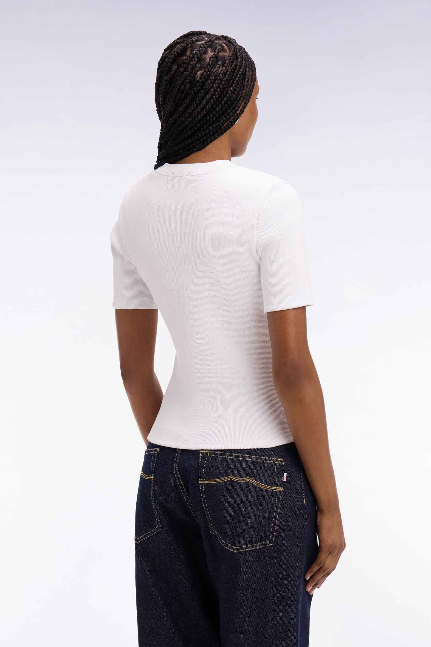 T-shirt col rond à manches courtes blanc coupe slim