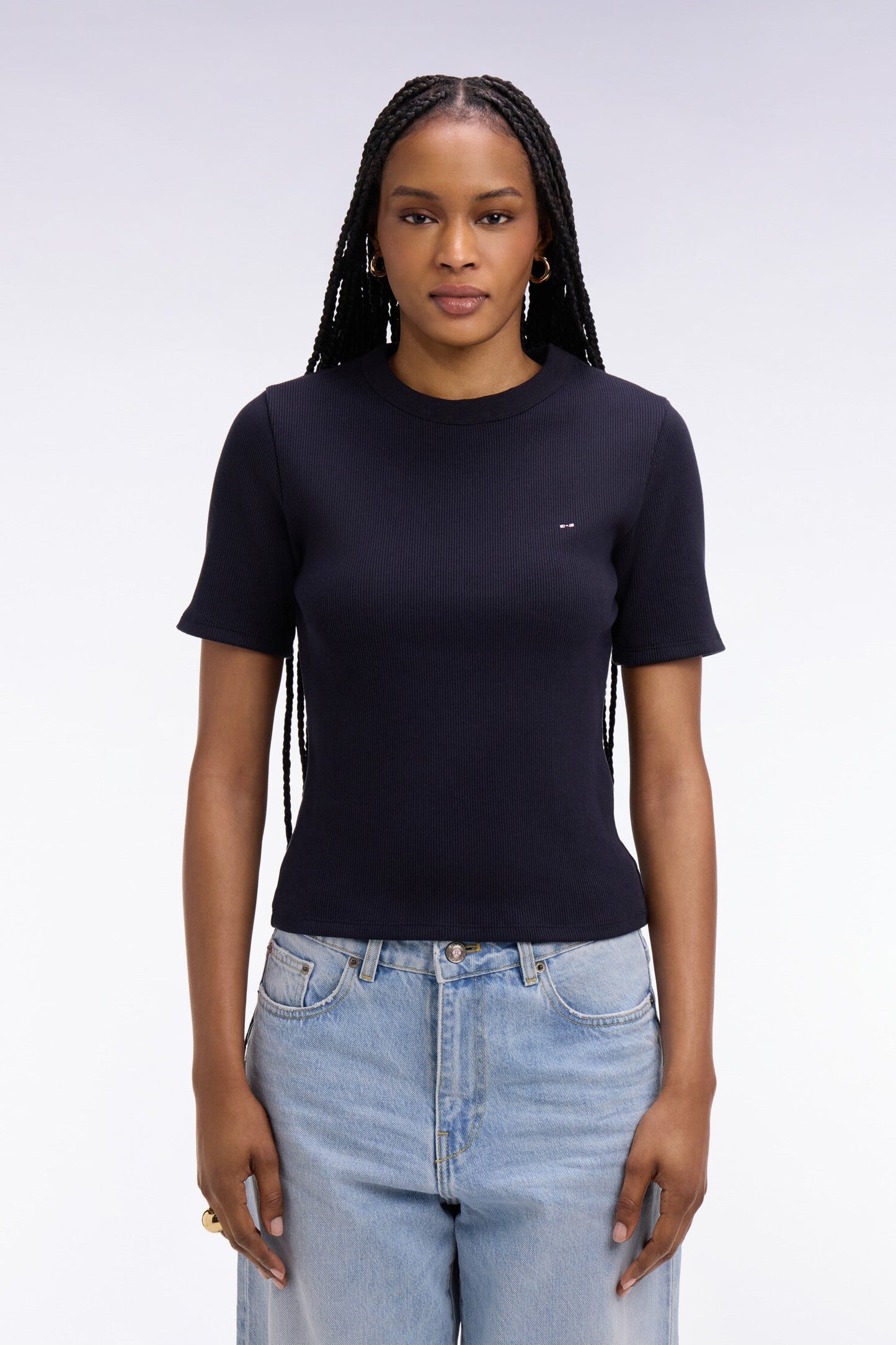 T-shirt col rond à manches courtes marine coupe slim