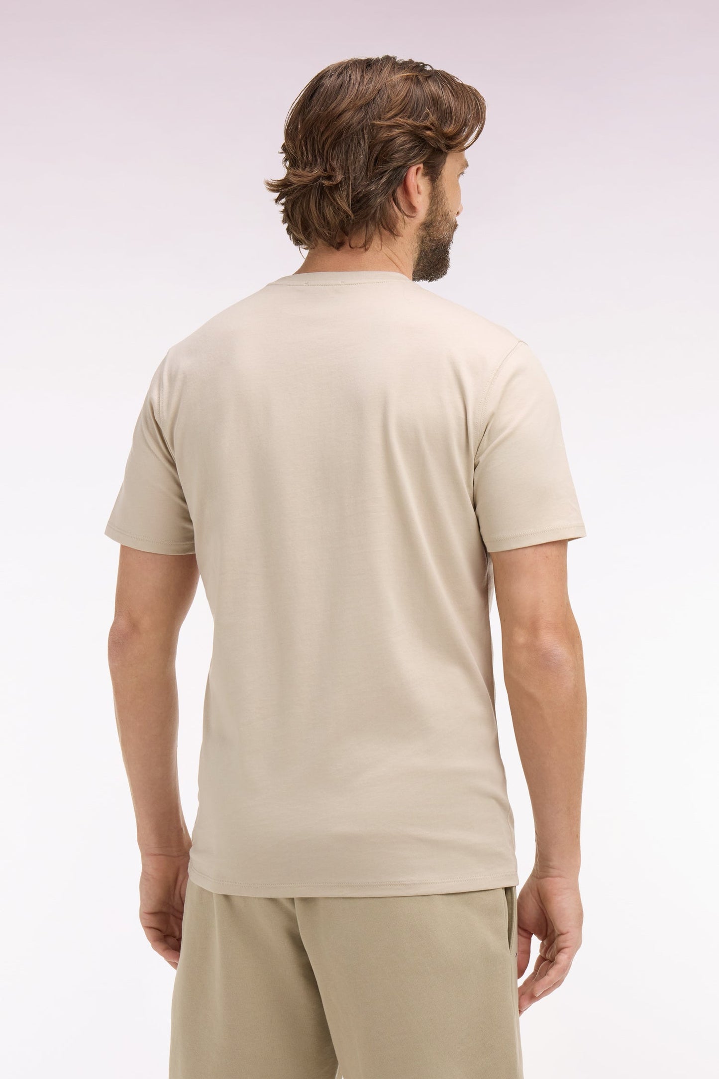 T-shirt à manches courtes en coton Pima beige coupe regular