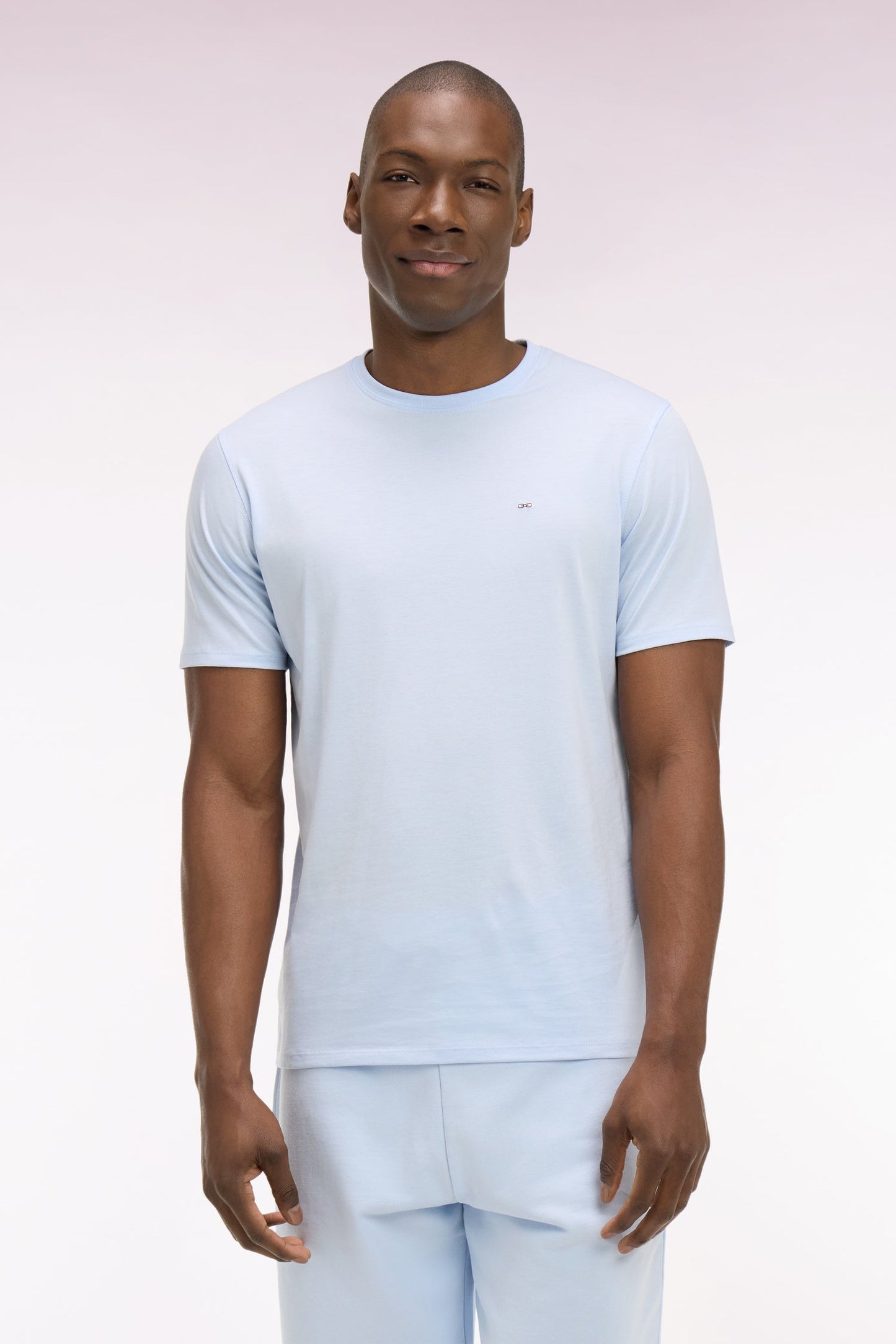T-shirt à manches courtes en coton Pima ciel coupe regular