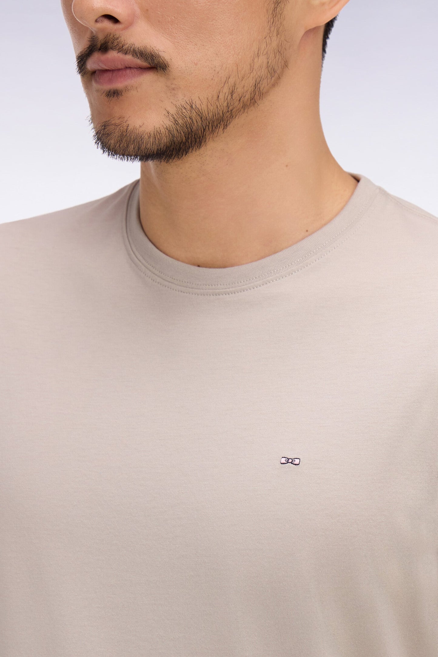 T-shirt à manches courtes en coton Pima gris clair coupe regular