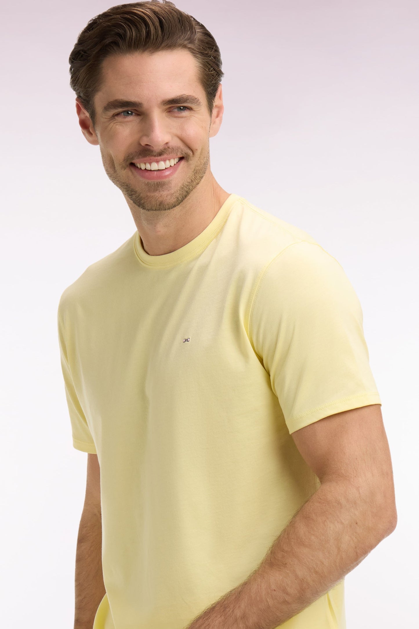 T-shirt à manches courtes en coton Pima jaune clair coupe regular
