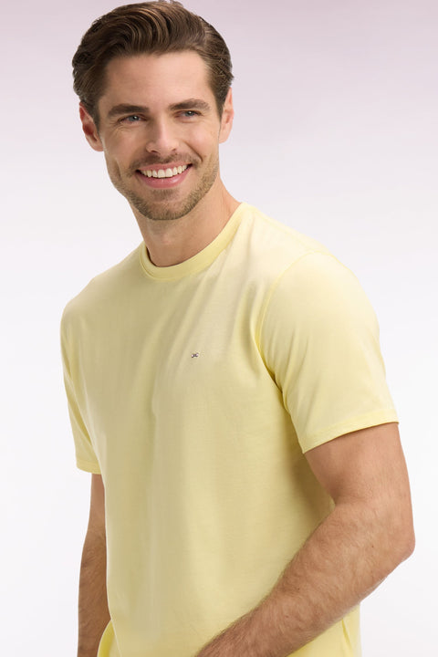 T-shirt à manches courtes en coton Pima jaune clair coupe regular - Image 1