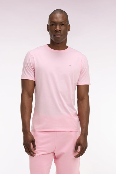 T-shirt à manches courtes en coton Pima rose coupe regular - Image 3