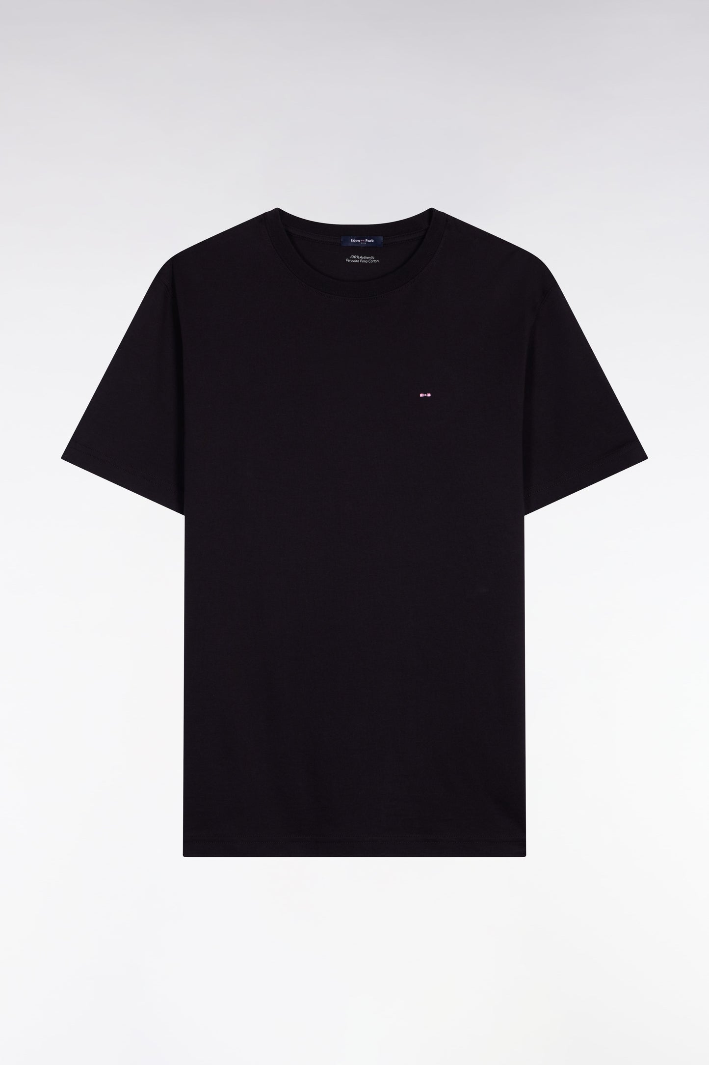 T-shirt à manches courtes en coton Pima noir brodé coupe regular