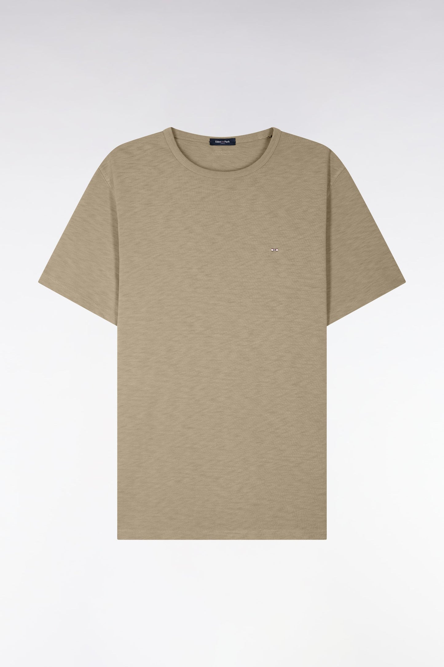 T-shirt à manches courtes en jersey de coton slub kaki coupe regular