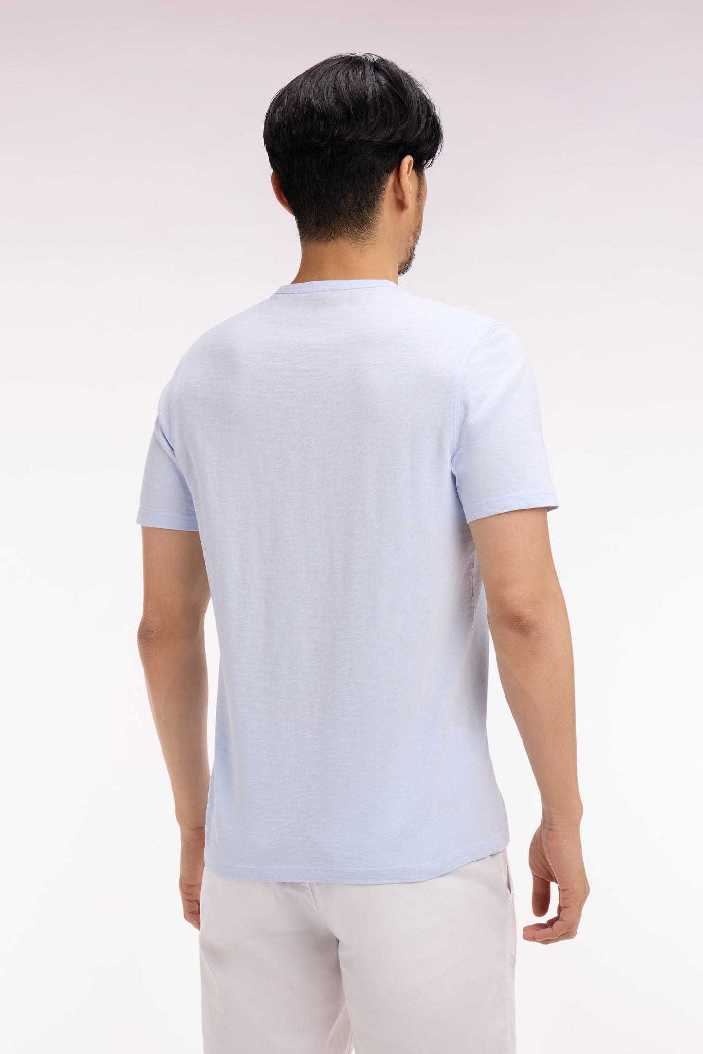 T-shirt à manches courtes en jersey de coton slub ciel coupe regular