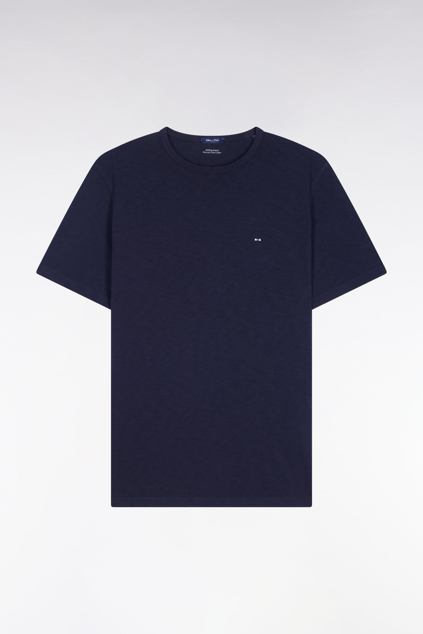 T-shirt à manches courtes en jersey de coton slub marine coupe regular