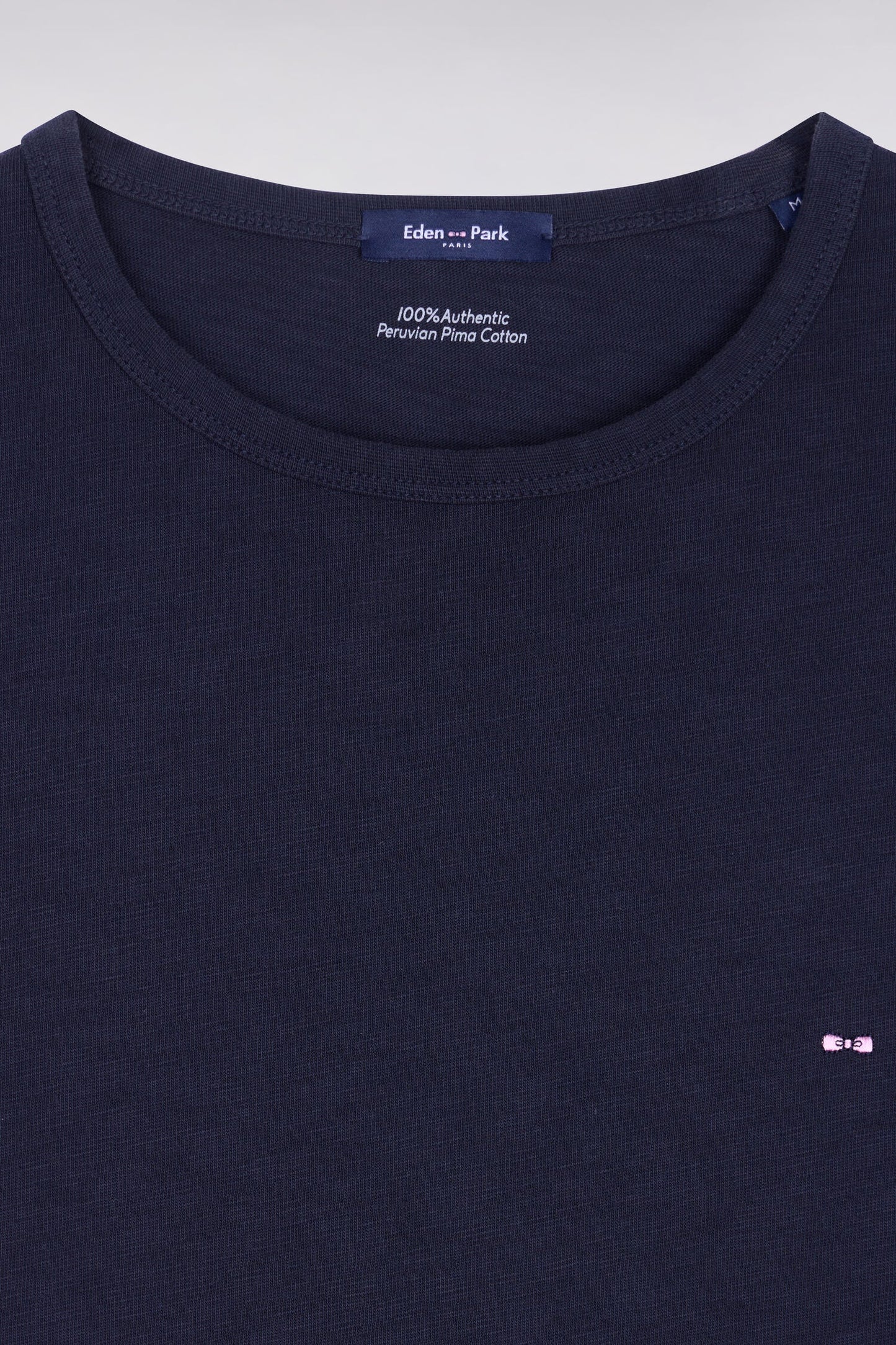 T-shirt à manches courtes en jersey de coton slub marine coupe regular