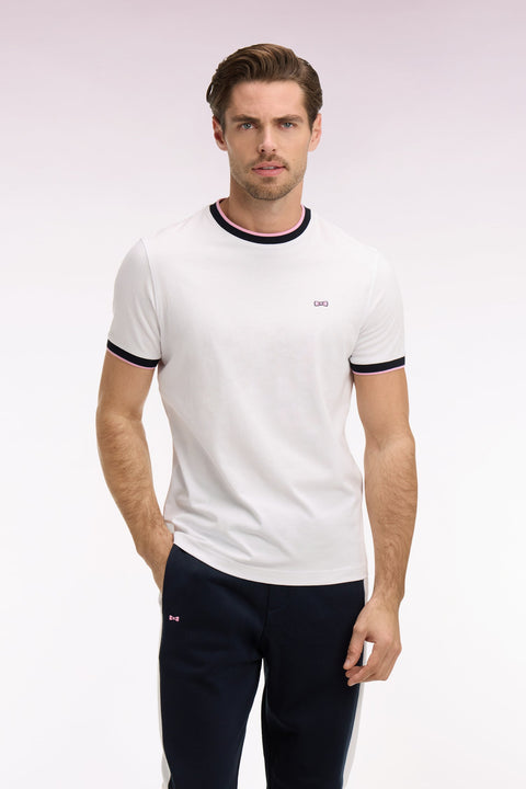 T-shirt à manches courtes en coton blanc brodé coupe regular - Image 3