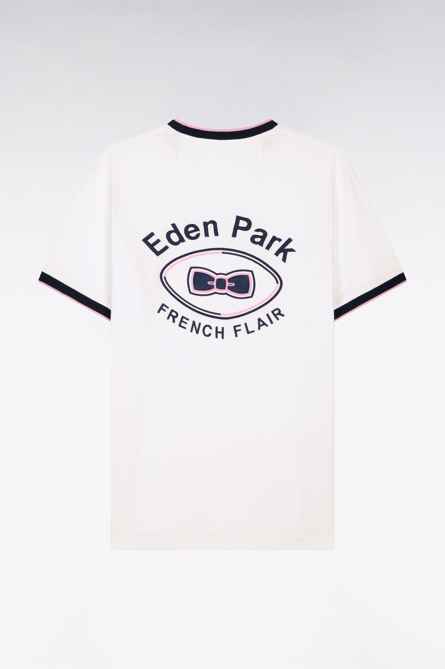 T-shirt à manches courtes en coton blanc brodé coupe regular