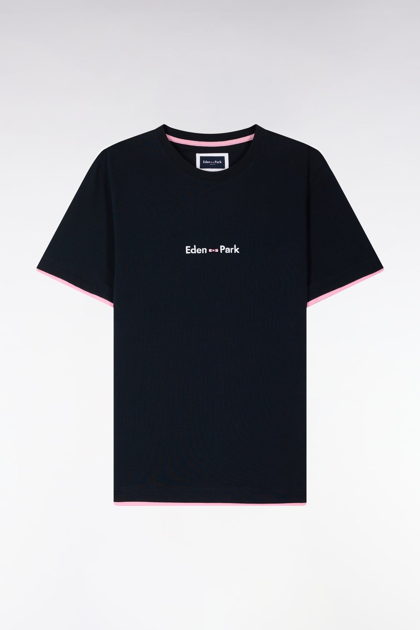 T-shirt à manches courtes en coton marine broderie Eden Park coupe regular