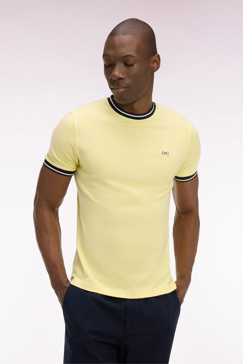 T-shirt à manches courtes en coton jaune brodé coupe regular - Image 3