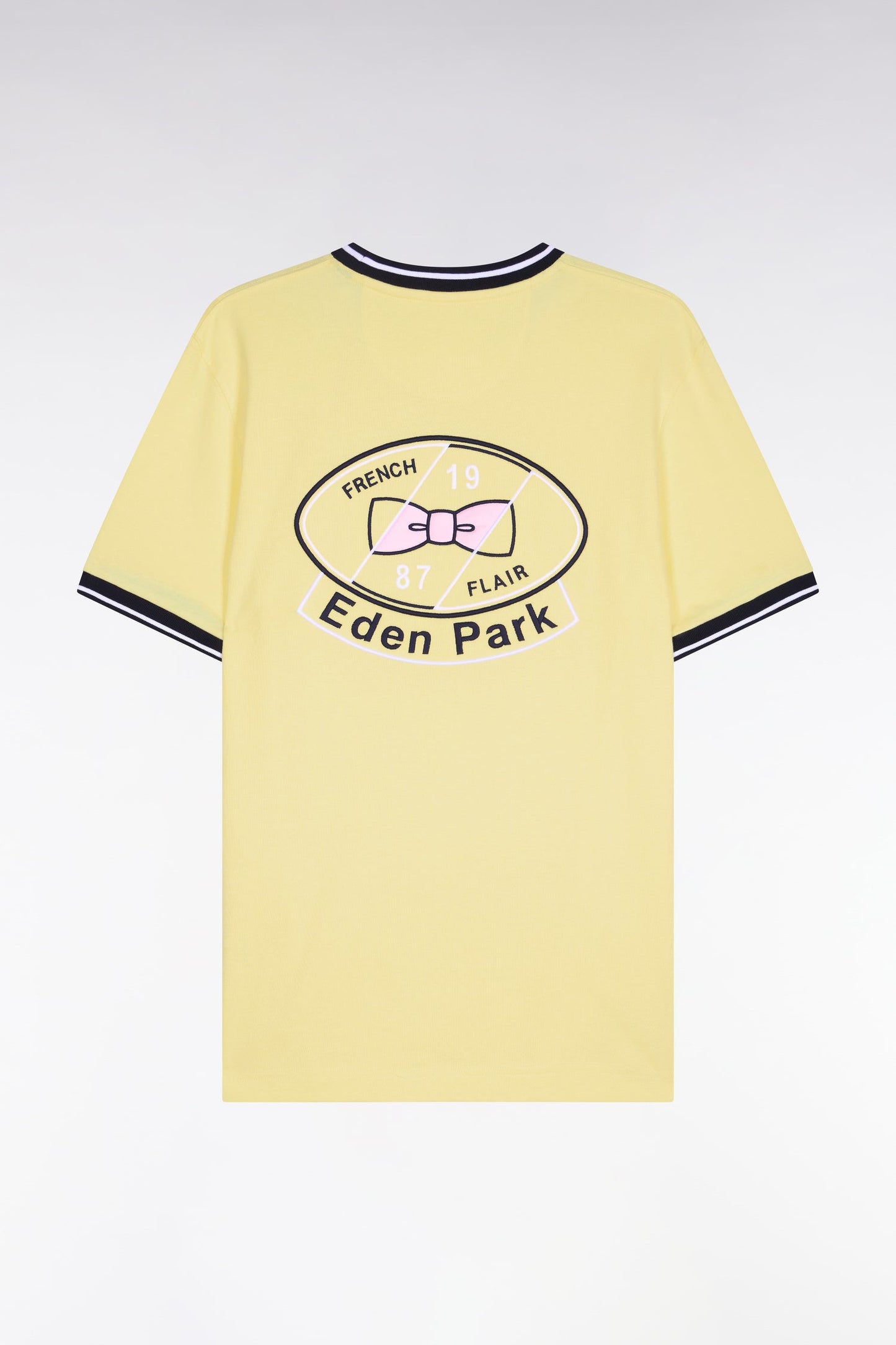 T-shirt à manches courtes en coton jaune brodé coupe regular