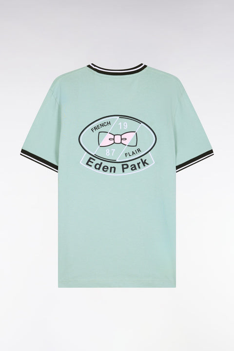 T-shirt à manches courtes en coton vert d'eau brodé coupe regular - Image 2