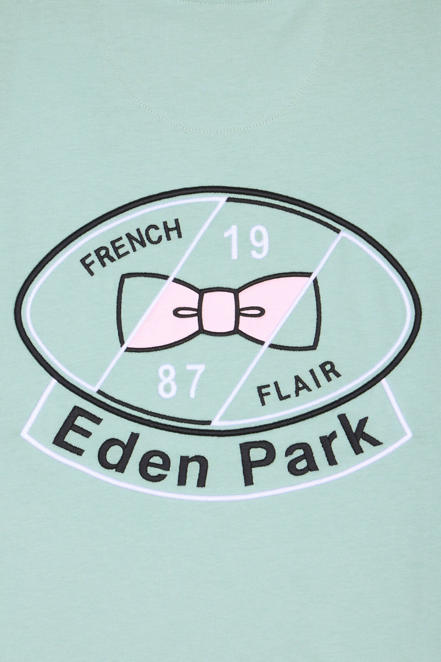 T-shirt à manches courtes en coton vert d'eau brodé coupe regular