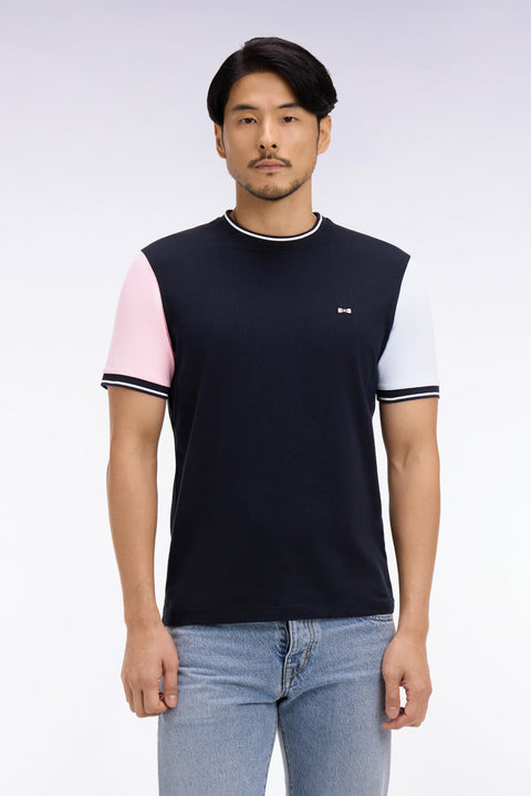 T-shirt à manches courtes en coton tricolore brodé coupe regular - Image 3